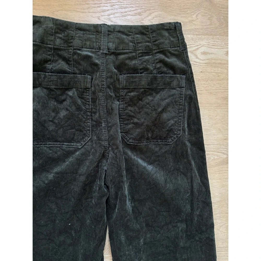Maeve Anthropologie Colette Corduroy Wide Leg Crop Pants Dark Green 25T Tall